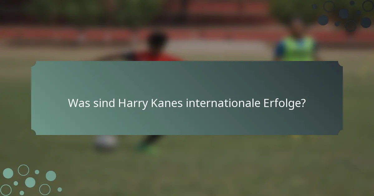 Was sind Harry Kanes internationale Erfolge?