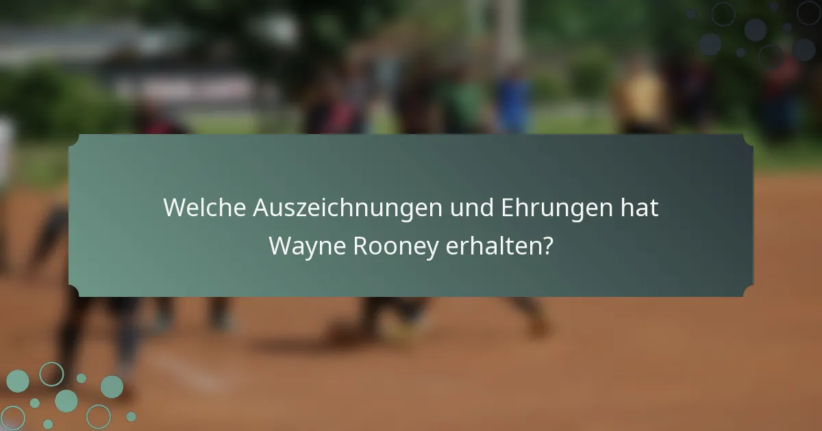 Welche Auszeichnungen und Ehrungen hat Wayne Rooney erhalten?